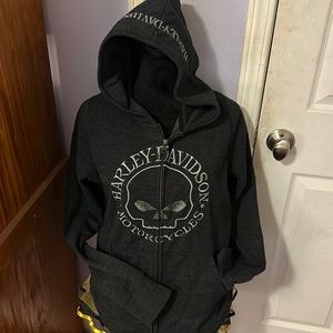 Dark grey, Harley Davidson, zip up jacket